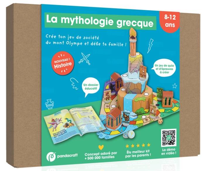 LA MYTHOLOGIE GRECQUE - KIT PANDACRAFT 8-12 ANS - CREE TON JEU DE SOCIETE DU MONT OLYMPE !