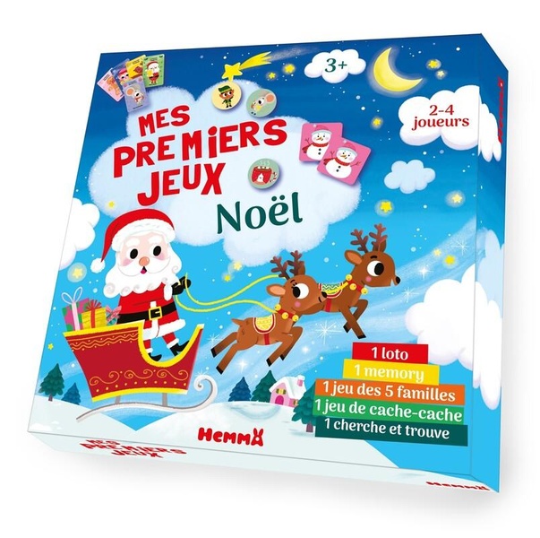 MES PREMIERS JEUX - NOEL - 1 LOTO, 1 MEMORY, 1 JEU DES 5 FAMILLES, 1 JEU DE CACHE-CACHE, 1 CHERCHE E