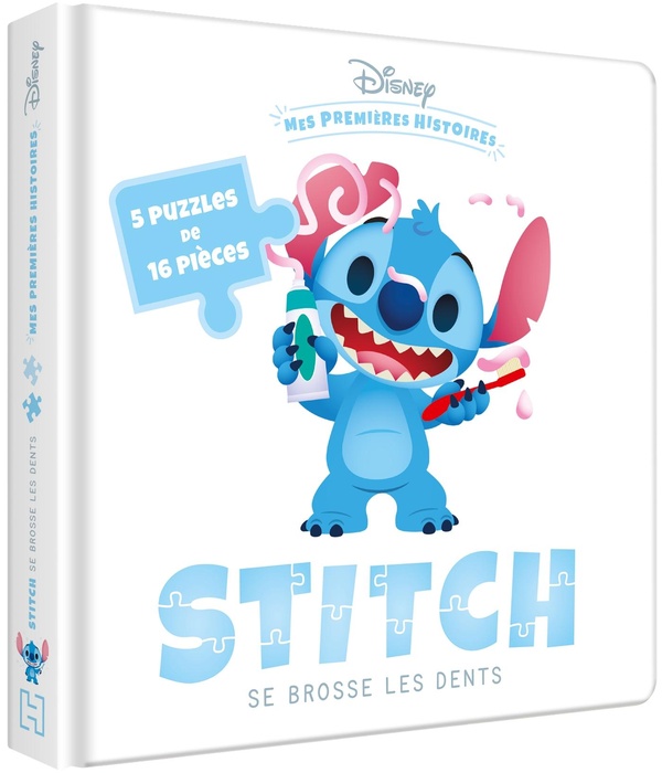DISNEY BABY - MES PREMIERES HISTOIRES - STITCH SE BROSSE LES DENTS - 5 GRANDS PUZZLES 16 PC