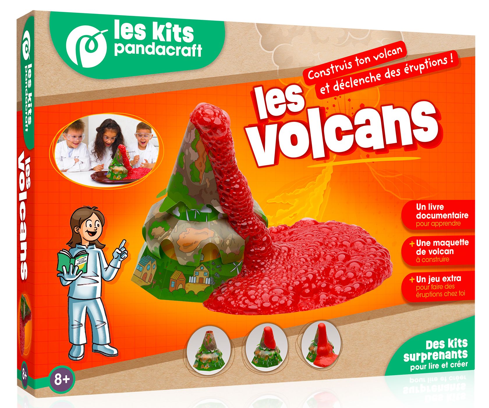 LES VOLCANS - KIT PANDACRAFT DES 8 ANS - FABRIQUE TON VOLCAN ET DECLENCHE DES ERUPTIONS !