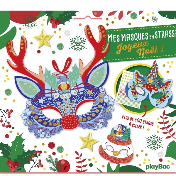 MES MASQUES EN STRASS JOYEUX NOEL - AVEC 400 STRASS DONT 5 MAXI !