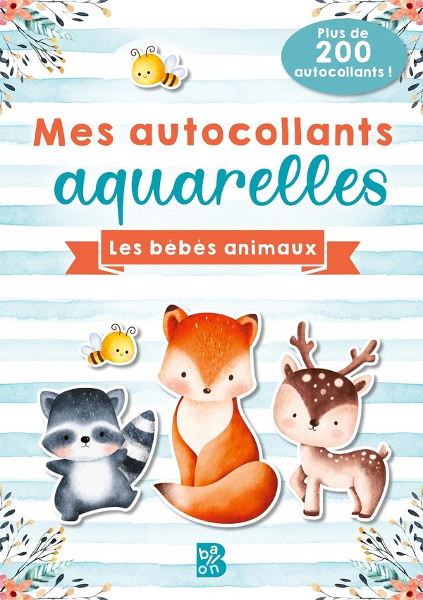 MES AUTOCOLLANTS AQUARELLES : LES BEBES ANIMAUX