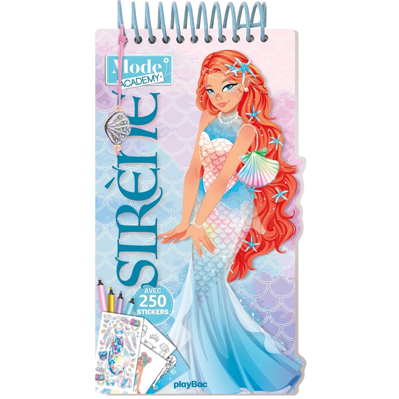 CARNET CREATIF MODE ACADEMY SIRENES (AVEC UN BRACELET) - AVEC 250 STICKERS